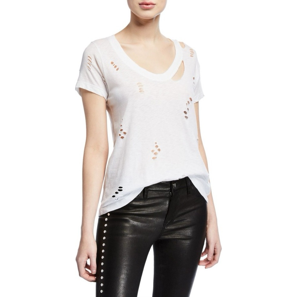 NWOT Zadig & Voltaire Cara Destroyed Tee White Women’s Size M